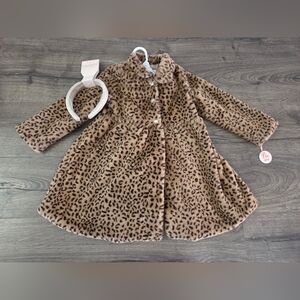 Biscotti Girls Leopard Print Kids Coat & Dress Set Size 4t NWT